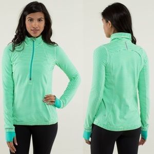 Lululemon Forthright 1/2 Zip 1 / 8 Stripe Bali Breeze / Bali Breeze size 6